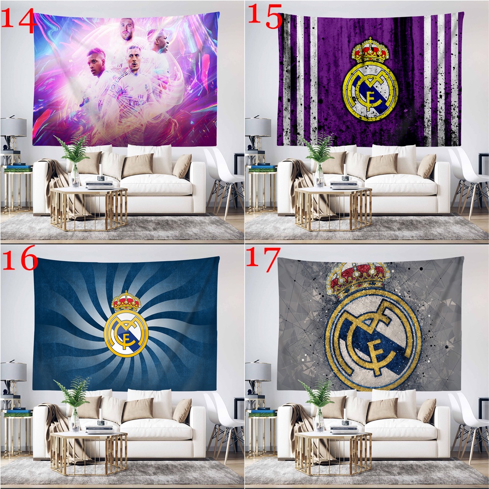 Áo Thun In Logo real madrid Thời Trang Năng Động Băng Dính polyester In logo Câu Lạc Bộ Bóng Đá Treo Tường Kèm Kẹp (Kẹp)