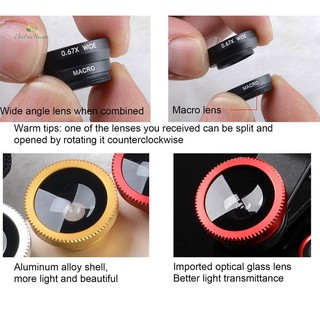 [Ngôi Nhà Điện] Bộ lens Mắt Cá Phóng To Góc Rộng Có Kẹp Gắn Điện Thoại Di Động