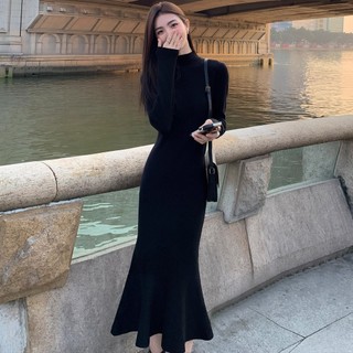 Đầm Đuôi Cá Dệt Kim Cổ Cao Thời Trang Thu Đông Phong Cách Mới 2023 Cho Nữ