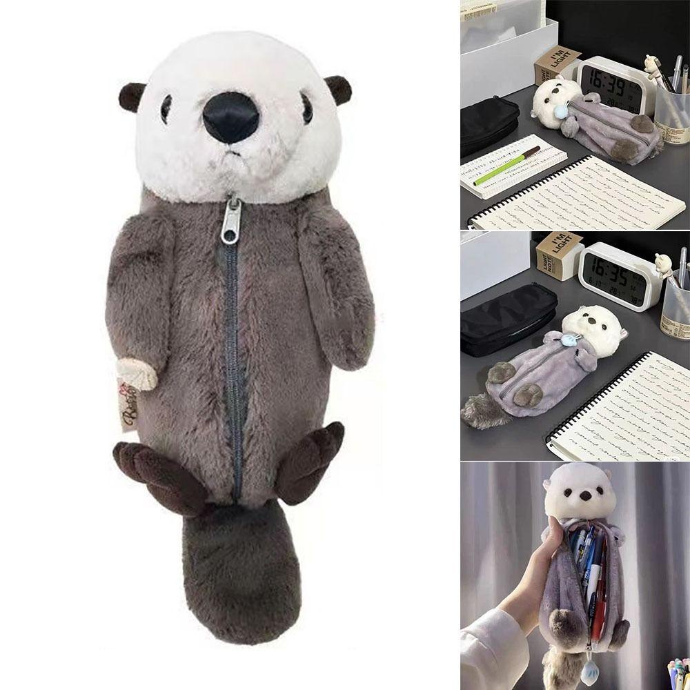 Hộp đựng văn phòng phẩm ITRUMPET, Túi đựng văn phòng phẩm búp bê Otter biển dung tích lớn, Túi đựng bút sang trọng di động