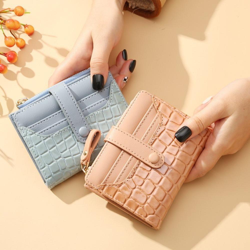 Ví ngắn nữ GUSTAVA, Khe cắm nhiều thẻ bằng da ly hợp nữ, Thời trang chống thấm nước màu trơn in hình cá sấu Ví nữ nữ
