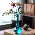Phong Cách Trung Hoa Phong Cách Nhật Bản Cổ Zen Xanh Bụng Lớn Song Yun Bình Cổ Dài Miệng Nhỏ Đơn Nhánh Hoa Sắp Xếp Bình Hoa Thủy Tinh [A204] — ảnh 2