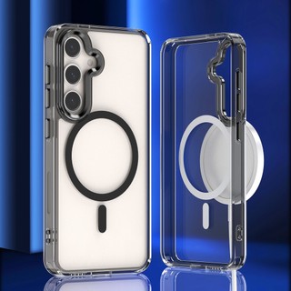 Ốp Điện Thoại Acrylic Cho Samsung Galaxy S26 A57 A56 A36 A26 A55 A37 A26 A17 S23 FE A14 A15 A34 A54 S25 Plus Siêu Chống Sốc Trong Suốt Màu Đen Dày Từ Tính