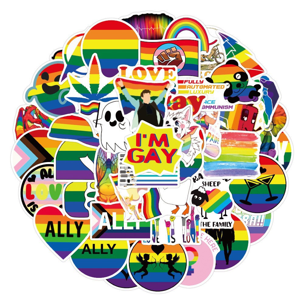 HK1 60 Cái / bộ Nhiều Màu Sắc LGBT nonbinary Niềm Tự Hào Dán GAY Graffiti Miếng Dán Hành Lý Chống Thấm Nước Máy Tính Xách Tay Miếng Dán KH1
