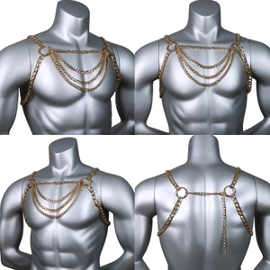 XGB Nam Kim Loại Cơ Thể Ngực Dây Chuyền Trang Sức Punk Phong Cách Bikini Dây Chuyền Câu Lạc Bộ Vòng Cổ
