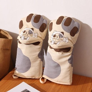 Găng tay lò nướng DWELLCO Cat Paws, Găng tay lò nướng bông màu xám, Găng tay cách nhiệt lò vi sóng chống bỏng bảo vệ nhiệt