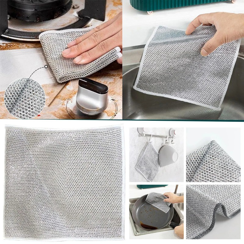 Dụng cụ làm sạch nhà bếp - Vòi bồn rửa Loại bỏ rỉ sét - Khăn rửa chén - Khăn lau nhà bằng dây thép - Vải làm sạch lưới dây kim loại - Chảo dầu chống dính