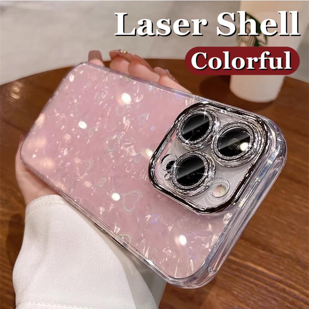 Ốp điện thoại iPhone mạ hoa văn trái tim tình yêu cho iPhone 17ProMax 16ProMax 15Pro 14 13 12 11 Vỏ Acrylic chống sốc toàn diện