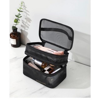 Túi Đựng Đồ Trang Điểm Hai Tầng SONBEAUTY, Thiết Kế Rộng Rãi, Siêu Tiện Lợi, Dễ Sắp Xếp  Mang Theo