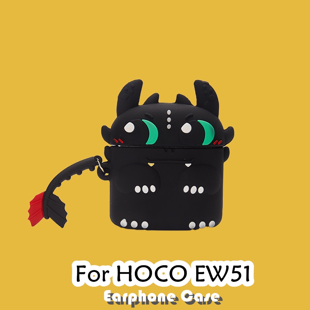 [Ngôi sao tương lai] Dành cho Vỏ HOCO EW51 Dòng phim hoạt hình chống rơi Black Dragon Vỏ tai nghe silicon mềm