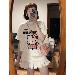 HIIXIIVI Áo Thun Nữ Cotton Tay Ngắn In Thời Trang, Cổ Tròn Oversize, Tee Baggy OOTD 2025
