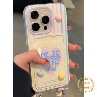 Ốp Lưng Tương Thích Cho IPhone 15 13 16 11 12 14 Pro Max 7Plus XR 7 16 11 8 6s Plus XS X Max SE 2022 Sáng Tạo Dễ Thương Trái Tim Tình Yêu Chữ Cái Tiếng Anh Dây Ví Khe Cắm Thẻ Bìa Mềm
