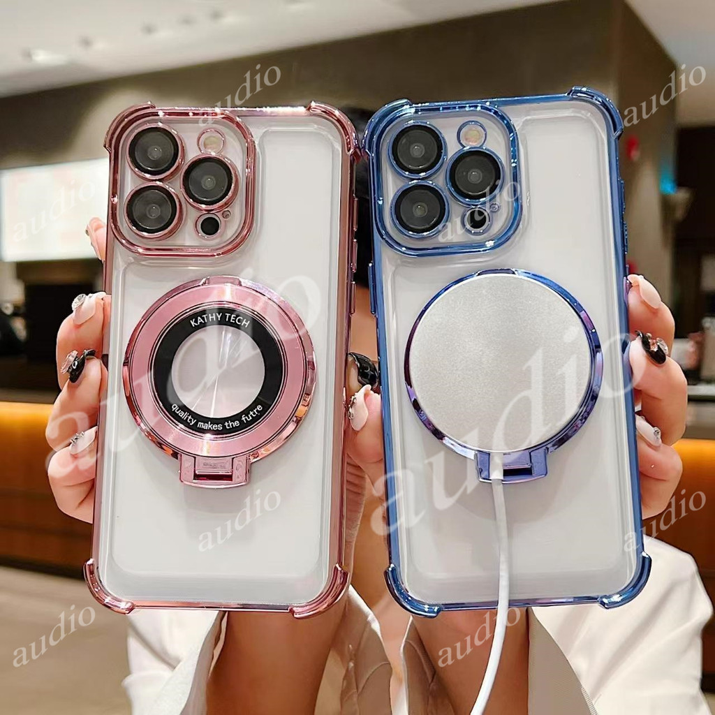 Ốp điện thoại trong suốt mạ bốn góc Poco M7 Pro 5G có giá đỡ cho Poco M7 Pro Poco M7Pro 5G Ốp lưng silicon mềm chống sốc sang trọng cho Poco M7 PocoM7 Pro PocoM7Pro 5G