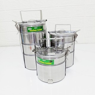 Cà men, cặp lồng inox 2,3,4 ngăn đường kính 12cm hộp đựng cơm inox gọn tiện lợi - Trường An VN