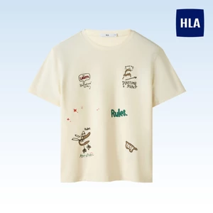 Hla Art Series Áo thun ngắn tay Cotton cao cấp in hình hoạt hình giản dị dành cho nam - HNTBJ2W422AEA