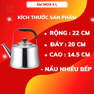 Ấm Đun Nước 3L Inox Hilogi Dùng Được Bếp Từ ,Các Loại Bếp , Có Reo Khi Sôi quai xách chắc chắn