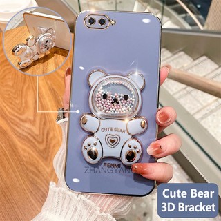 ốp lưng oppo a3s a12e a1k Ốp Điện Thoại tpu Dẻo Mạ Màu 3D In Hình Gấu Nhỏ Đáng Yêu Có Giá Đỡ Cho oppo a3s a12e a1k