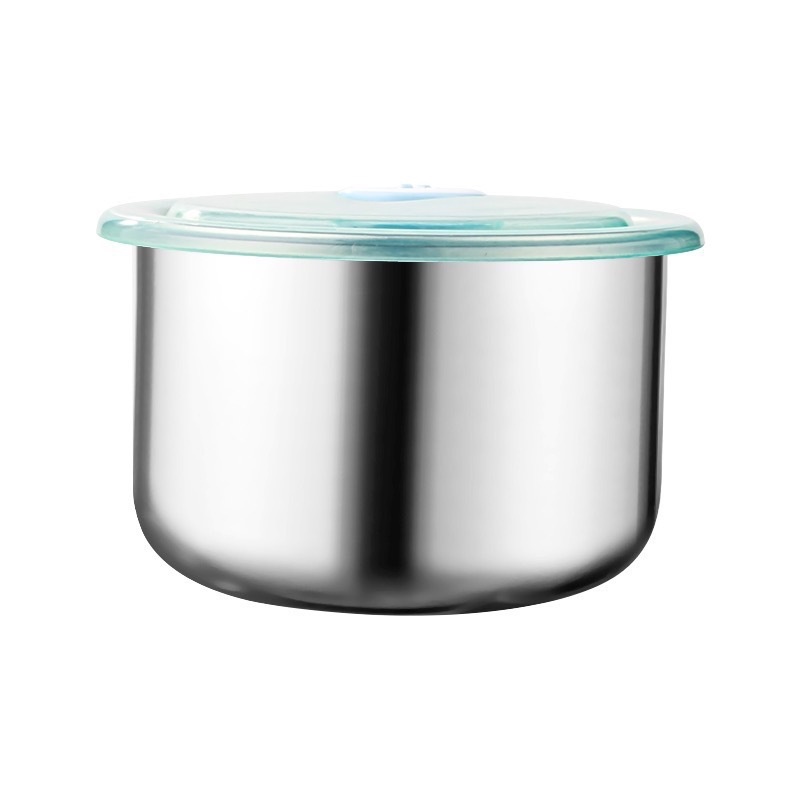 Bát / tô dáng tròn đựng bảo quản thực phẩm Inox 304 có nắp đậy tiện dụng 10x6.5cm sử dụng được trong lò vi sóng