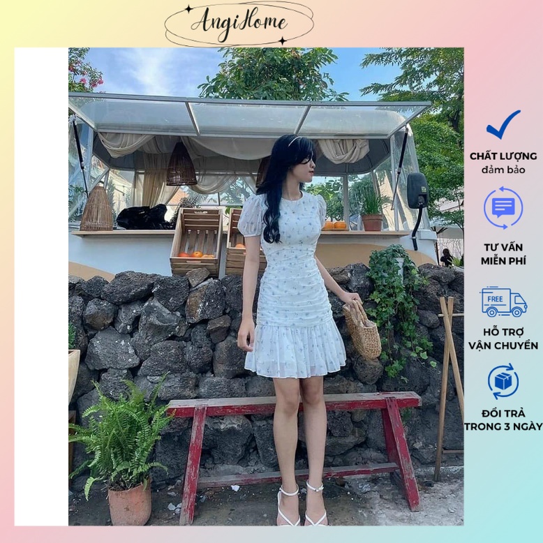 ĐẦM HOA BÈO TAY PHỒNG NHÚN BO CHUN ANGIHOME