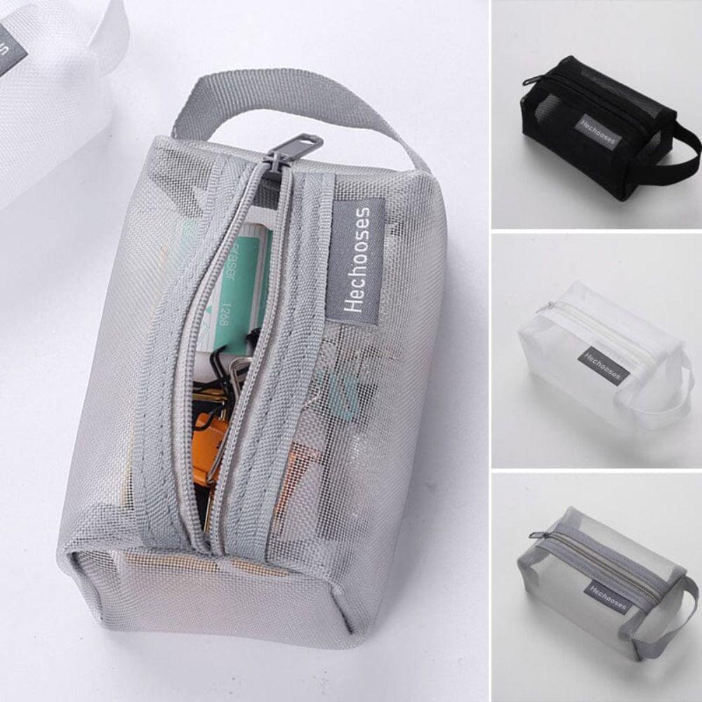 Túi lưu trữ lưới vuông SNUGHOUSE, Ví đựng tiền xu có dây kéo Mini thoáng khí nhẹ, Văn phòng phẩm dung tích lớn di động