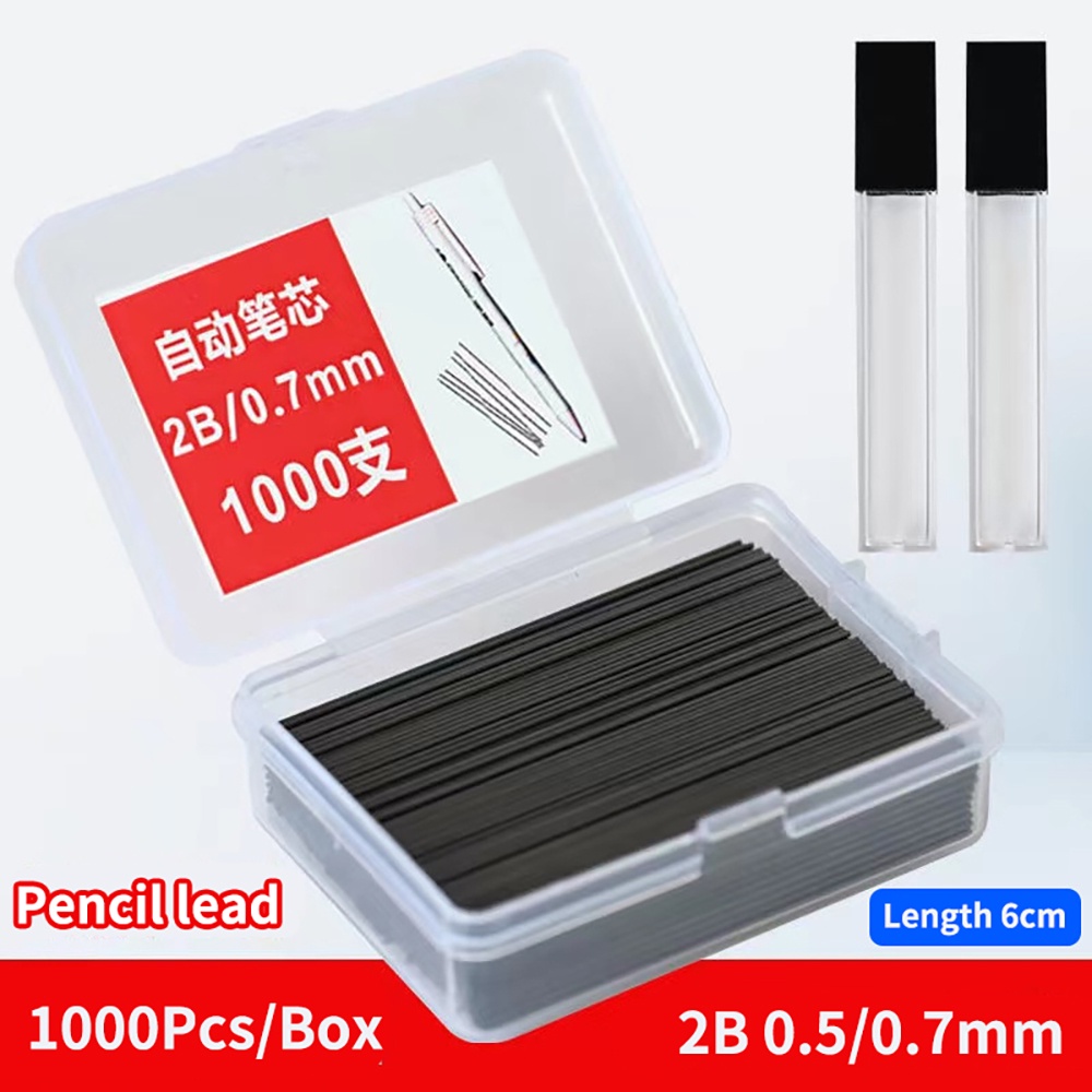 1000 chiếc 0,5 / 0,7mm 2B Bút chì tự ng nạp lại, Than chì mịn có thà xóa ược cho học sinh & Vẽ