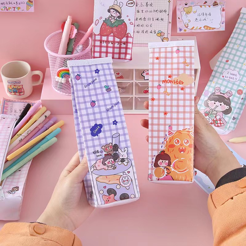 Hộp bút sữa hình cô gái dễ thương xinh xắn nhiều màu sắc