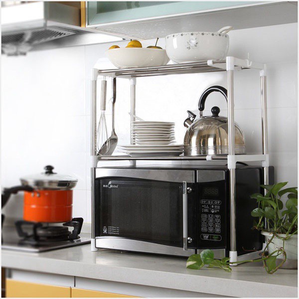 KỆ ĐỂ LÒ VI SÓNG 4 tầng - kệ bếp để đồ đa năng 5 tầng gỗ kết hợp với sắt sơn tĩnh điện, chắc chắn