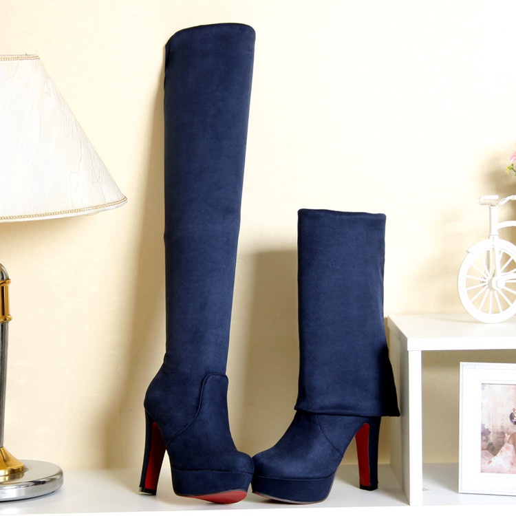 Ultra Giày Bốt Cao Gót Da Lộn Phong Cách Âu Mỹ Thời Trang Thu Đông size Lớn 34-39
