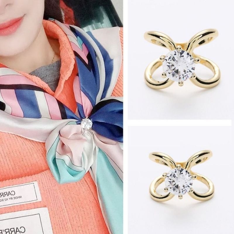[Fatured] Cài Áo Pha Lê Thanh Lịch / Khóa Cài Khăn Quàng Cổ Đa Năng / Kẹp Kim Loại Có Thể Tái Sử Dụng Cho Nữ / Phụ Nữ