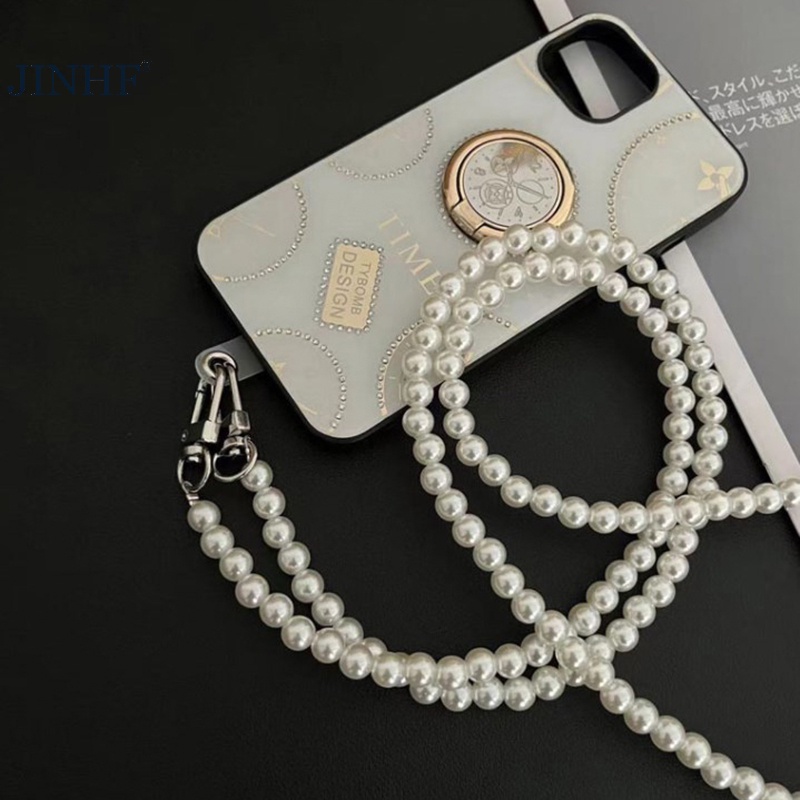 Jinf Dây Đeo Chéo Cổ Chuỗi Ngọc Trai Chống Thất Lạc Cho Điện Thoại Di Động