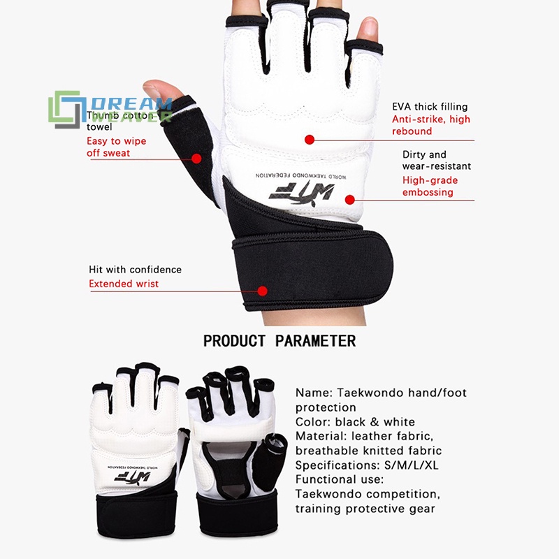 [Dream] Găng tay chân bằng da Taekwondo Sparring Karate Bảo vệ mắt cá chân Gear Boxing Võ thuật bảo vệ chân Tất dành cho người lớn Kid mới