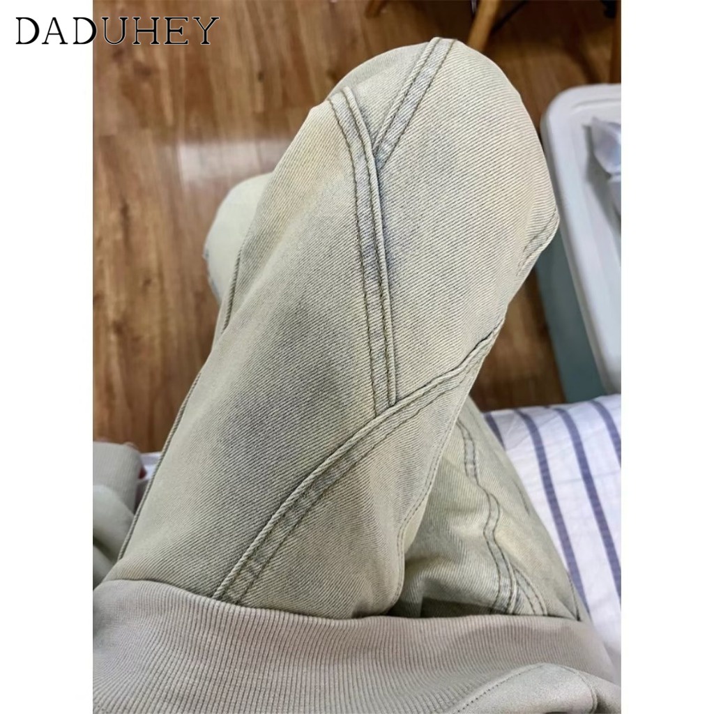 Ảnh Quần jean DADUHEY ống đứng lưng cao phong cách đường phố Mỹ cổ điển cao cấp cỡ lớn 4