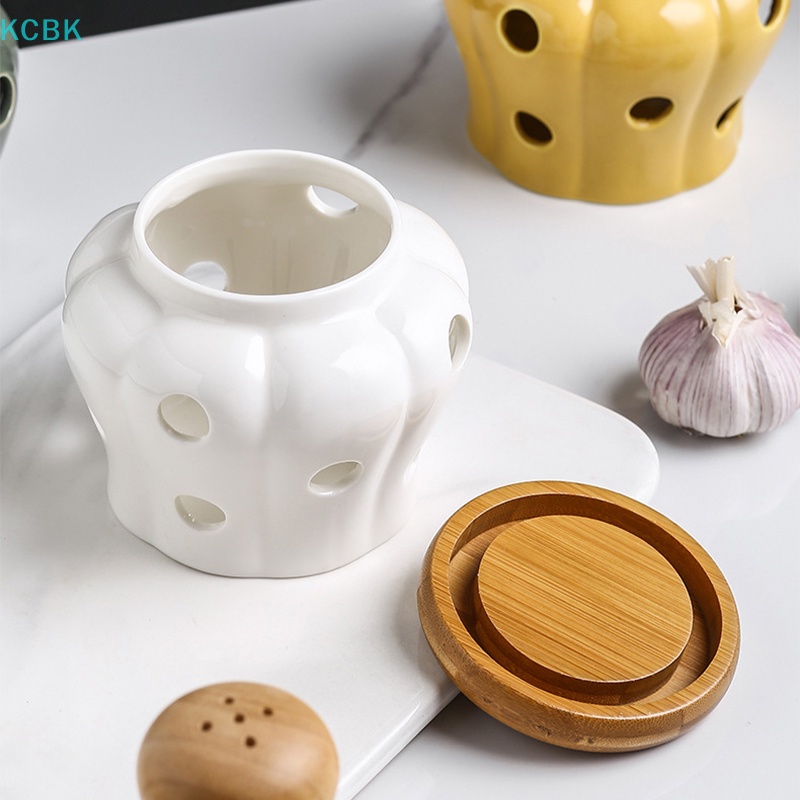 Hũ Đựng Tỏi / Gừng / Tỏi Bằng Sứ Trắng Có Nắp Đậy Tiện Dụng Cho Gia Đình
