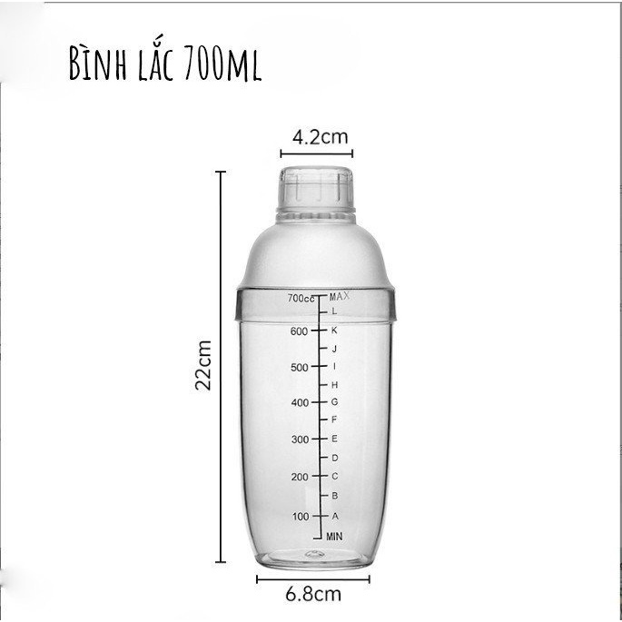 Bình lắc shaker nhựa dày (đủ cỡ)