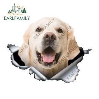 EARLFAMILY 13cm x 8.8cm Sáng Golden Retriever Miếng Dán Xe Ô Tô Torn Kim Loại Decal Dán Phản Quang Chống Thấm Nước Kiểu Dáng Xe Trang Trí