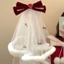 Mya Giáng Sinh Cô Dâu Ren Veil Nữ Nơ Tulle Bachelorette Đảng Veil Với Sang Trọng Viền Nơ Cho Bé Gái Chụp Ảnh