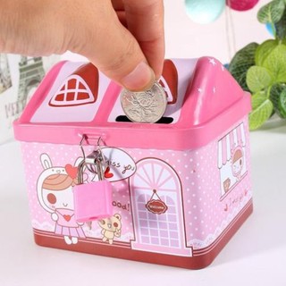 Két đựng tiền hình ngôi nhà - Két sắt mini tiết kiệm tiền cho bé (có khóa)