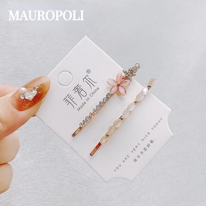Mauropoli Kẹp Tóc Mắt Mèo Phong Cách Hàn Quốc Dễ Thương, Kim Cương Giả, Dùng Cho Tóc Gãy, Phù Hợp Sinh Viên