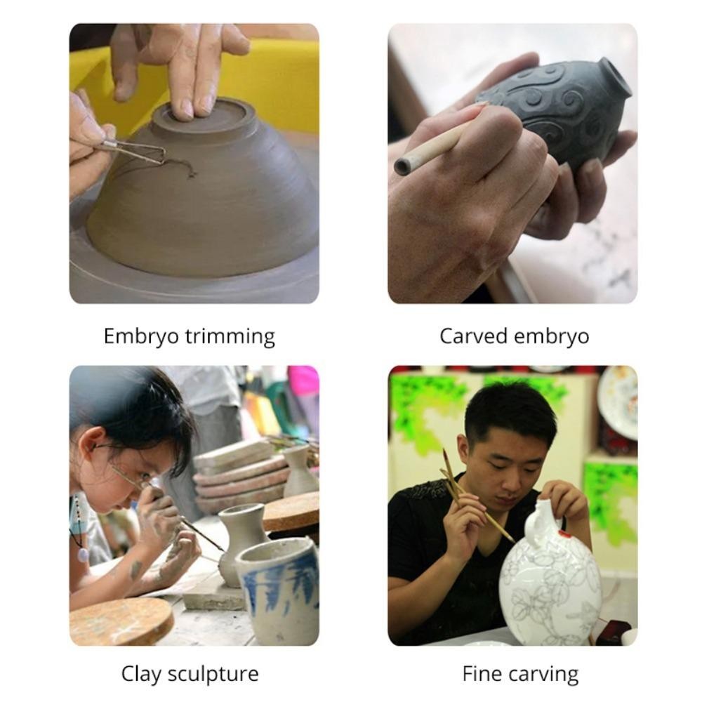 SAIA 11 Bộ Dụng Cụ Tạo Mô Hình Điêu Khắc Đất Sét Gốm, Với Tay Cầm Bằng Gỗ Mịn Bộ Dụng Cụ Khắc Hai Mặt, Dụng Cụ Gốm Đất Sét Polymer Đa Năng Gốm Sứ