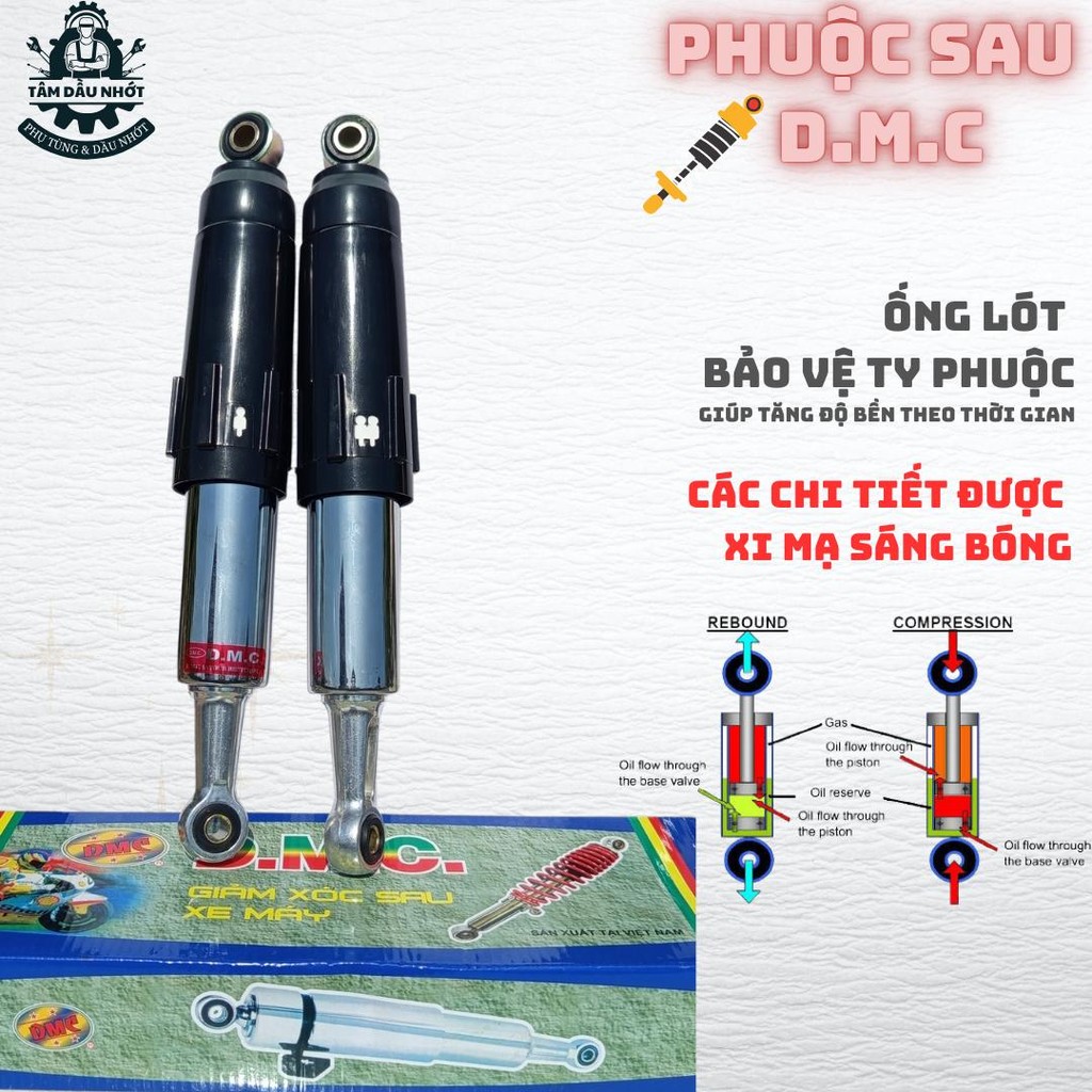 Phuộc sau FUTURE - tải 200kg, hoạt đông êm ái, ty dầu 10ly, 2 mức điều chỉnh độ tải nặng,