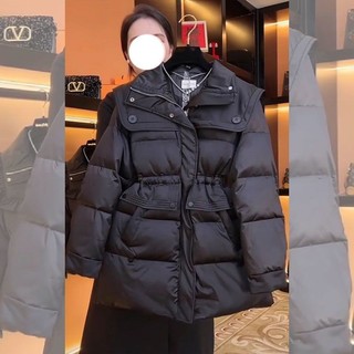 Cảm giác cao cấp Áo khoác Cotton rộng hẹp màu đen siêu đẹp mắt 2025 Phong cách mới Quilted dày