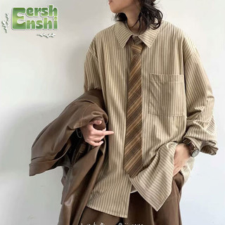 Áo sơ mi nam EERSHENSHI Nhật Bản sọc retro phong cách đại học dáng rộng giản dị đa năng tay dài
