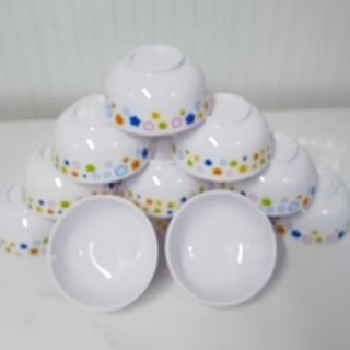 5 Chén ăn cơm nhựa melamine Trắng bông nhiều màu không vỡ loại tốt - Trường An VN