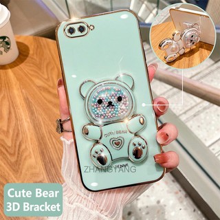 ốp lưng oppo a3s a12e a1k Ốp Điện Thoại tpu Dẻo Mạ Màu 3D In Hình Gấu Nhỏ Đáng Yêu Có Giá Đỡ Cho oppo a3s a12e a1k