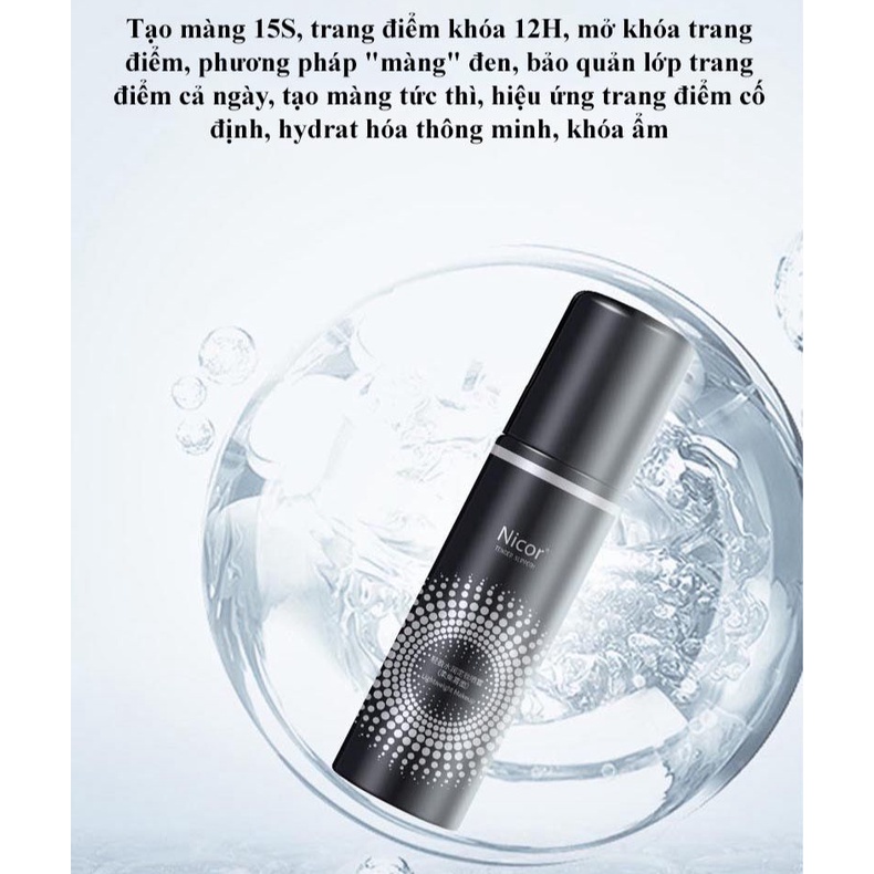 Xịt khóa trang điểm cố định lớp make up 12 giờ NICOR/ADAD 100ml căng bóng lâu trôi cấp nước kiềm dầu A49
