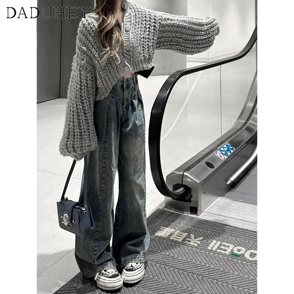 Ảnh Quần jean DADUHEY ống rộng phong cách đường phố Mỹ cổ điển thời trang 2023 cao cấp plus size 4