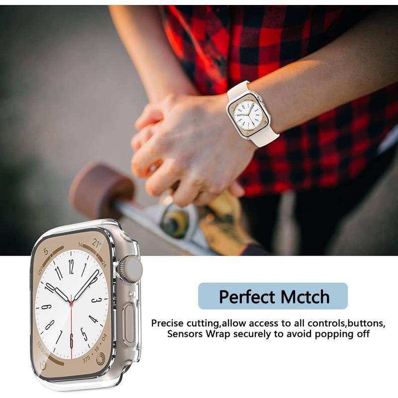 Kính + Vỏ Cho Apple Watch 44mm / 40mm / 45mm / 41mm / 42mm / 38mm IWatch Series 4654 SE 7 8 9 Bảo Vệ Màn Hình Apple Watch Accessorie Ultra 2 49mm