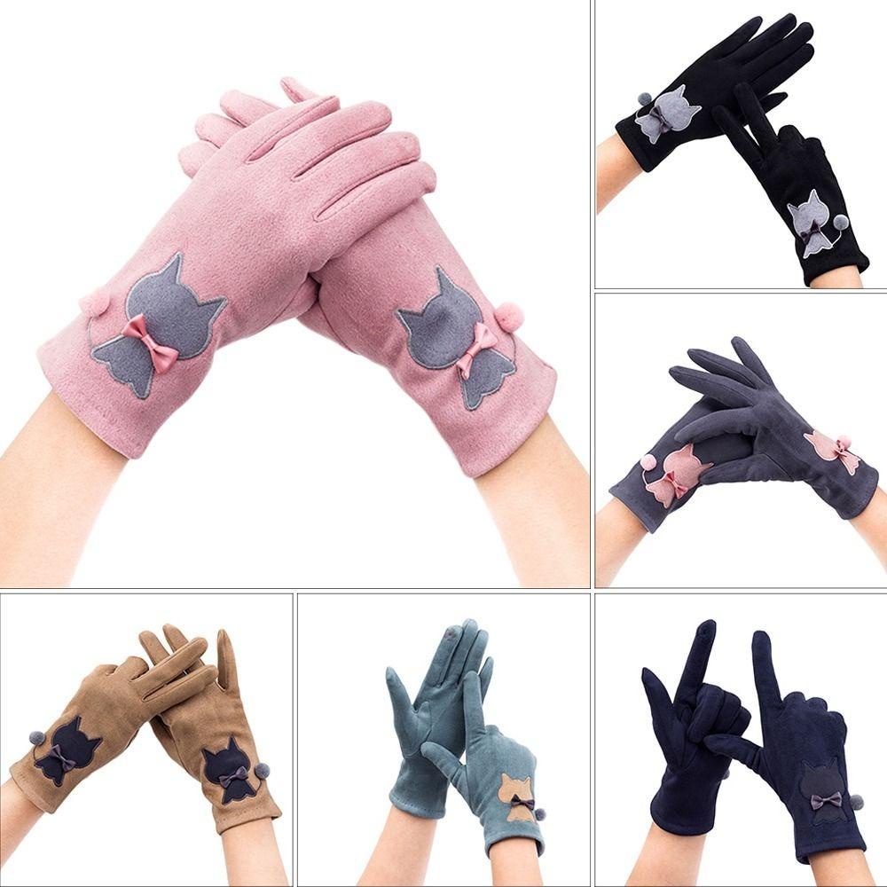 Găng tay ấm áp AWNGD cho nữ, chất liệu nhung có thể chạm màn hình cảm ứng, co giãn tốt chống gió cho mùa đông khi lái xe và đi xe đạp.