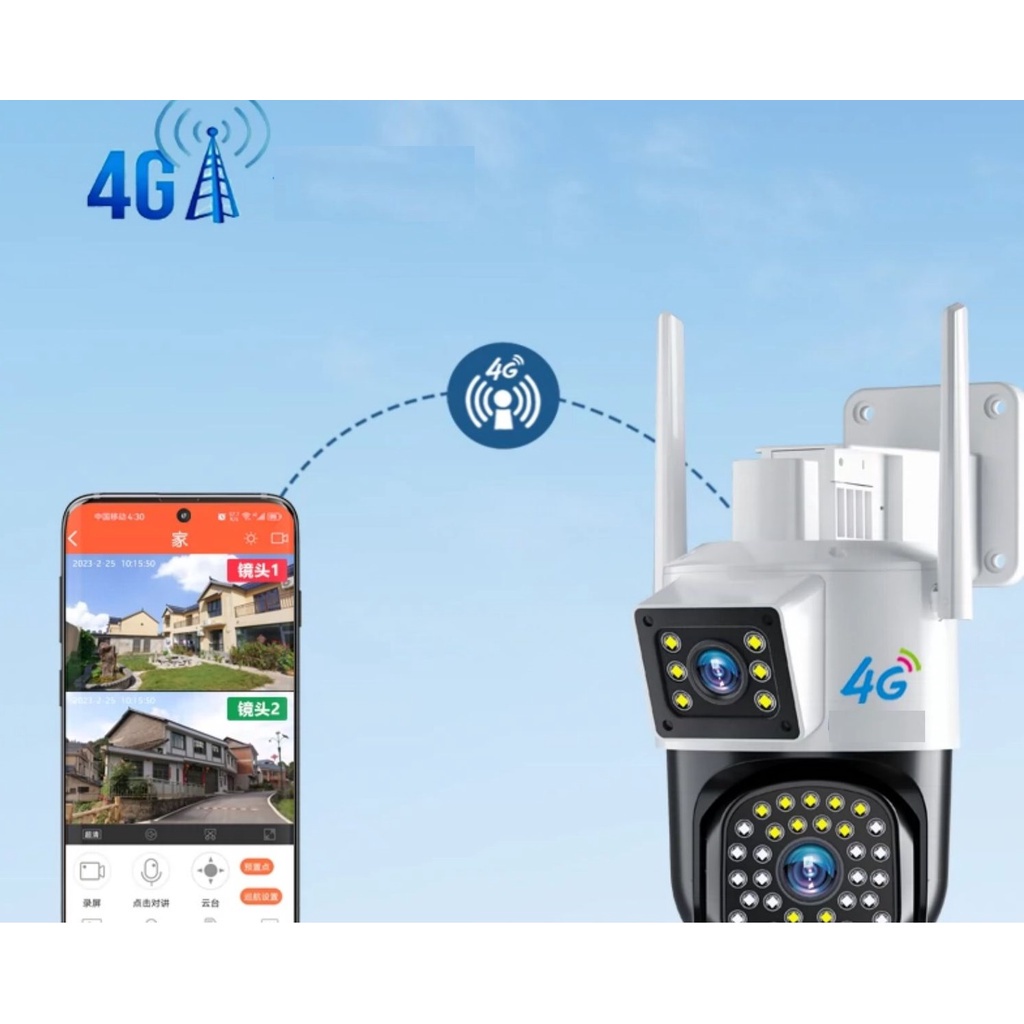 (Lỗi 1 đổi 1) 2026 new Camera Yoosee Năng Lượng Mặt Trời 4G 2 mắt quay đêm có màu   đàm thoại 2 chiều -bảo hành 12 tháng