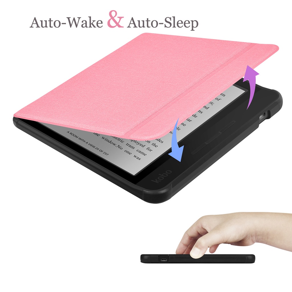 Vỏ Da PU Tương Thích Với Kobo Libra H2O 2019 Libra 2 Libra2 2021 Màu Thiên Bình Tolino Vision 5 6 Tự Động Ngủ Và Đánh Thức Bao Da Dây Đeo Cổ Tay